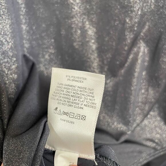 Express Gray Silver Body Contour Metallic Twist Front Long Sleeve Bodysuit, XL - Picture 6 of 7